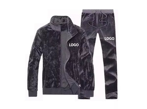 Maroon Color Plain Zipper Style <b>Velvet</b> Tracksuits Autumn Wear <b>Jacket</b> & Pant Velour Track Suit For Men Breathable Wholesale OEM - Product Image 6