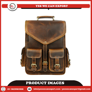 Top Grade Premium Quality Multi-Functional <b>Large</b> Capacity 100% Genuine <b>Leather</b> Material <b>Backpack</b> Laptop Front Double Main Pocket - Product Image 2