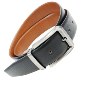 Ceinture réversible en cuir véritable noir et marron, couleur unie, boucle à ardillon, ceinture habillée formelle pour homme, boucle rectangulaire argentée - Product Image 4