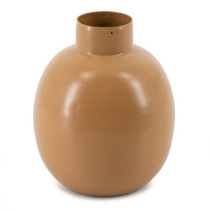 แจกันดอกไม้ทรงกลมเคลือบด้านแบบขายดี แจกันตกแต่งทรงกลมคอเล็ก สีตามสั่ง สไตล์นอร์ดิก ของตกแต่งบ้าน แจกันโลหะ - Product Image 1