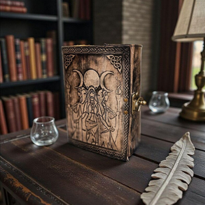 Journal en cuir fait main Triple Lune Déesse, Grimoire de sorcellerie, Carnet en cuir véritable, Journal d'écriture vintage, Cadeau - Product Image 3