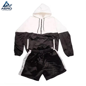Black And White Color Newest Custom Lightweight Men Nylon Highest Quality Windbreaker Windproof Plus Size Short <b>Set</b> For Men's - Product Image 1