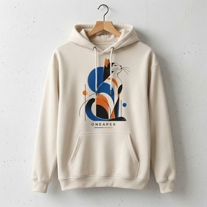 Sudadera con Capucha Personalizada con Gráfico Abstracto de Gato, Estilo Casual Urbano para Hombre, Sudadera con Capucha con Estampado Animal, OEM, ODM, Venta al Por Mayor - Product Image 3
