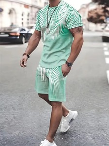 Summer Fashion T Shirt <b>Shorts</b> <b>Set</b> High Temperament Street <b>Men's</b> <b>Mens</b> 3D <b>Short</b> Sleeve Loose <b>Top</b> Breathable Knitted Fabric - Product Image 4