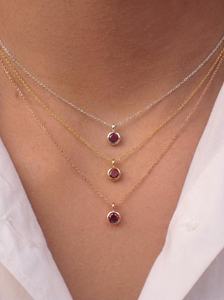 <b>Ruby</b> <b>Necklace</b>, Bezel Set <b>Necklace</b>, Gold <b>Ruby</b> Pendant, Delicate <b>Ruby</b>, Round Cut <b>Ruby</b>, July Birthstone Gift - Product Image 4