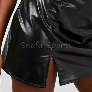Jupe décontractée pour femme en cuir véritable de haute qualité, couleur unie, taille haute, style vintage, écologique, 100 % cuir - Product Image 6