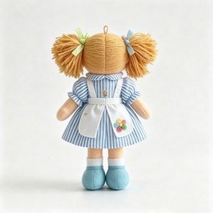Muñeca de trapo colgante mini personalizada, muñeca de tela con coletas gemelas, muñeca con delantal azul a rayas, adorno de felpa de tela, muñeca de peluche para niña - Product Image 5