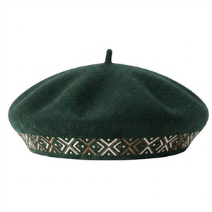 Classic Merino Wool <b>Beret</b> Hat Breathable Felt Fashion with Elegant Embroidery Lightweight Winter Outdoor Unisex Hat - Product Image 1
