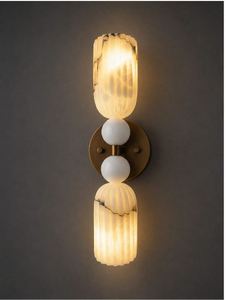 French Retro Alabaster <b>Wall</b> Lamp Antique Gold Bedroom Bedside Corridor <b>Sconce</b> Warm Ambient <b>Light</b> - Product Image 1