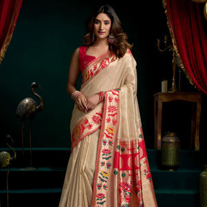 เสื้อผ้าอินเดีย-ปากีสถาน ผ้าไหมซารีแท้ พร้อมงานปักดิ้นทองบริสุทธิ์ ผ้าไหมบานาราซีเนื้อนุ่ม พร้อมดีไซน์แบบปาธานี - Product Image 1