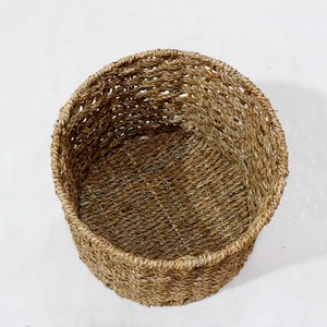 Natural Rustic Seagrass <b>Woven</b> Circle Storage <b>Basket</b> for Home Decor Eco-friendly - Product Image 3