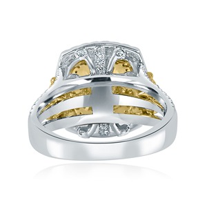 Fancy Yellow <b>Cushion</b> Lab Grown Diamond Prong Set <b>Ring</b> in 14K White Gold Fine Diamond <b>Ring</b> withy IGI Certified & VVS Clarity - Product Image 3