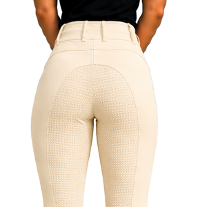 Leggings de equitación de cintura alta neutros para mujer, pantalones de equitación elásticos con textura y diseño de bolsillo frontal - Product Image 4