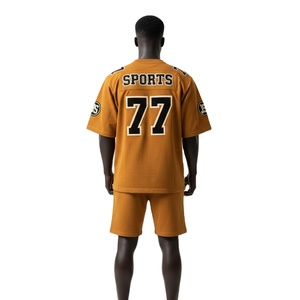 Men Football Shirt Shorts <b>Set</b> Premium GSM Polyester Cotton <b>Knit</b> Fabric Solid Color Tackle Twill Custom Logo short <b>set</b> for men's - Product Image 2