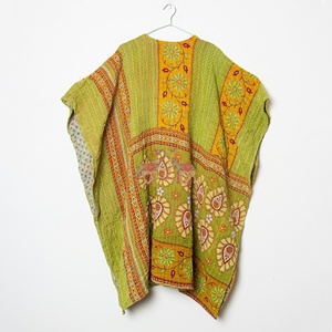 Vintage Cotton Patchwork Kantha <b>Kaftan</b> Handmade Block Print Autumn/Winter Breathable Eco-Friendly Kantha <b>Kaftan</b> - Product Image 4