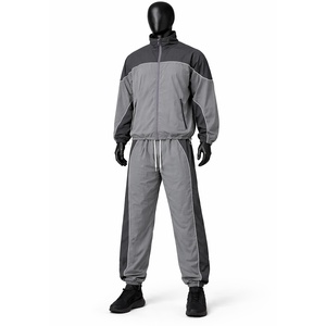 Men’s Black White Windbreaker Tracksuit Set Lightweight Nylon Track Suit Full <b>Zip</b> Jacket Stripe Jogger Pants Custom Logo - Product Image 6