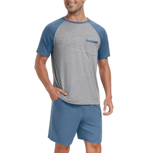 Wholesale Summer Men's <b>Knitted</b> 2-Piece <b>Sets</b> Shorts T-shirt 100% Bamboo Fiber Breathable Quick Dry Casual Tracksuits Customized - Product Image 3