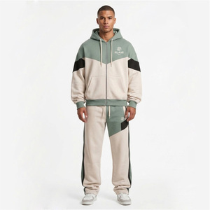 Conjunto Deportivo de Dos Piezas para Hombre, Sudadera con Cremallera y Pantalones Deportivos, Diseño Color Block, Logotipo Personalizado, Ropa Deportiva Urbana - Product Image 6