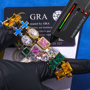 Bracelet croix hip-hop pour homme en moissanite, bracelet à maillons multicolores sertis de pierres précieuses, bijou de luxe tendance, cadeau de festival - Product Image 3