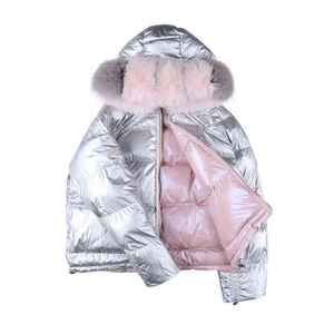 Veste longue matelassée argentée métallisée pour femme avec capuche en fausse fourrure, manteau d'hiver luxueux, chaud, matelassé, coupe-vent et respirant, style streetwear - Product Image 5