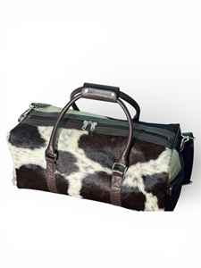 Sac de voyage de luxe en cuir de vachette à poils, grand sac de week-end vintage avec fermeture éclair LHODB-0121 - Product Image 2