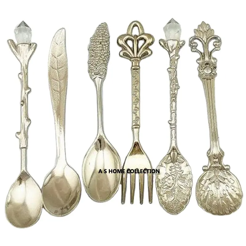 flatware decorative brass silver finished royal design cutlery set fork knife spoon and fork silver cutlery silverware
