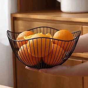 Large Metal Fruit Basket For <b>Kitchen</b> Counter Fruit Holder Decorative Wire Fruit Bowl For Dining <b>Table</b> Home Storage - Product Image 2