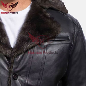 Manteau d'hiver élégant pour hommes personnalisable nouvelle mode veste en cuir de fausse fourrure en peau de mouton véritable surdimensionnée veste élégante et chaude - Product Image 6