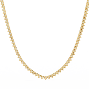 10K 14K 18K Yellow Gold 3 Prong Tennis <b>Necklace</b> Round Cut Lab Grown Diamonds for Elegant Women’s <b>Necklace</b> - Product Image 2