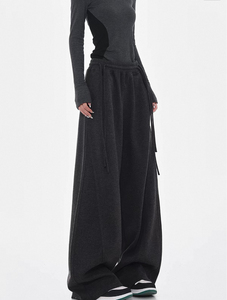 Pantalon large oversize pour femme, taille haute, avec cordon de serrage, style streetwear, ample et décontracté, mode minimaliste - Product Image 4