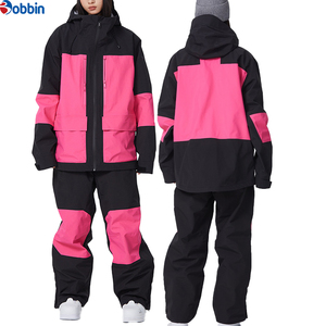 Traje de Nieve Personalizado para Mujer, Transpirable, Color Negro y Rosa, con Capucha, Impermeable, Chaqueta y Pantalones de Esquí, Estilo Deportivo, Largo Completo - Product Image 3