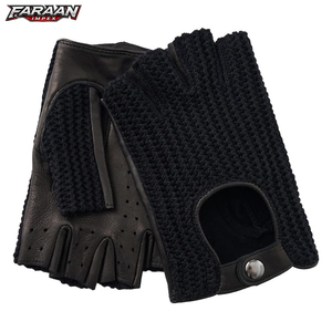 Nouveaux gants de mode pour hommes en cuir véritable non doublés, gants de conduite tricotés, gants de sport à écran tactile et mitaines - Product Image 1