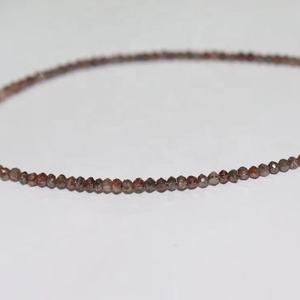 Perle de rondelle à facettes en diamant brun naturel 1.8-2.2mm 38 cm fabrication de bijoux en pierre naturelle - Product Image 1