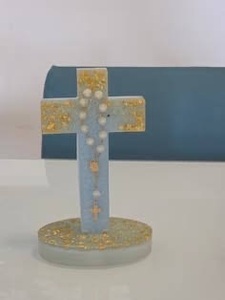 Croix carrée en résine ILAHI, motif folklorique simple, bords lisses, couleurs vives, décoration d'intérieur Uttar Pradesh - Product Image 2