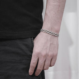 Bracelet haut de gamme exquis en argent sterling 925, style hip hop cubain, zircon 5A, pour homme, nouveau bracelet, bracelet à maillons sertis de zircon. - Product Image 1