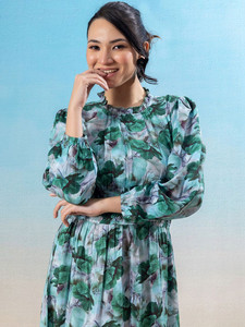 Solid Color Full Sleeve <b>Loose</b> Chiffon Formal Floral Print Midi <b>Dress</b> for Women Casual Regular Sweet Style Sexy <b>Dress</b> For Women - Product Image 3