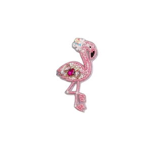 Broche de moda personalizado de flamenco hecho a mano con cuentas de semillas, broche artesanal con cuentas, accesorio de moda personalizado con cuentas de semillas - Product Image 1