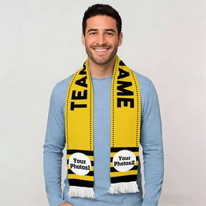 Bufanda de acrílico cuadrada ligera de buena calidad para adultos, color amarillo, bufanda de fútbol para jóvenes. - Product Image 4