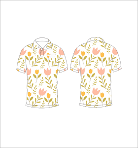 Polo con estampado floral de tulipanes para hombre, informal, de manga corta, de verano, con estampado de flores en tonos pastel, color blanco - Product Image 6