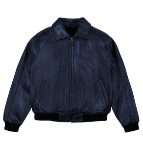 Men's Pu <b>Leather</b> Bomber <b>Jacket</b> Turn-down Collar Zipper Closure Solid Color Casual Autumn Wear - Product Image 2