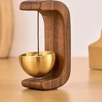 Timbre de Puerta de Madera Premium con Sonido de Campana de Cobre |   Campana de Entrada Moderna para Decoración del Hogar, Cafeterías y Tiendas