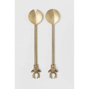 Service à salade en acier inoxydable de voyage, vente en gros, ensemble de service à salade avec poignée au design torsadé moderne, ensemble de service à cuillère au look royal - Product Image 2