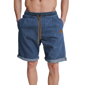 Short en jean coupe droite vintage pour homme, coupe bootcut, bleu clair, séchage rapide, taille mi-haute, hiver - Product Image 2