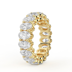 แหวนเพชรทรงรีแบบ Eternity Band ทองคำขาว ประดับเพชรแบบ Shared Prong ริบบิ้นต่อเนื่อง แหวนแต่งงานสุดหรู แหวนซ้อนกันได้ ของขวัญวันครบรอบ เครื่องประดับชั้นดี - Product Image 3