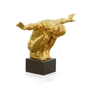 Scultura Moderna di Lupo in Alluminio Fatta a Mano, Placcata in Oro, Qualità Premium, Lucidata, <span class=keywords><strong>Arte</strong></span> per <span class=keywords><strong>Fontana</strong></span> - Product Image 1