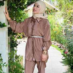 Abaya Casual Moderna Azul Cielo para Mujer, Estilo Dubai, Elegante, Modesto, Islámico, Largo hasta el Suelo, Cuello Barco, Mangas Largas, Transpirable - Product Image 1