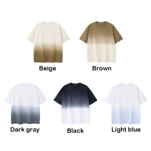 T-shirt à manches courtes surdimensionné pour homme, dégradé noir et blanc, col rond, style streetwear - Product Image 6