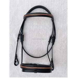 Brida de caballo de evento inglés de dos tonos de alta calidad, cuero cosido elegante, Hardware de acero inoxidable a juego, producto ecuestre - Product Image 1