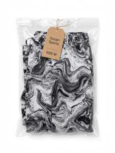 Short de bain pour homme à imprimé marbré noir et blanc avec cordon de serrage, séchage rapide, tissu synthétique, taille mi-haute - Product Image 6