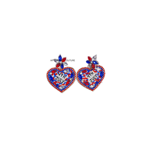 Pendientes de cuentas del Día de la Independencia, pendientes patrióticos hechos a mano con forma de corazón, accesorios para desfiles, pendientes de cuentas de diseño personalizado - Product Image 2